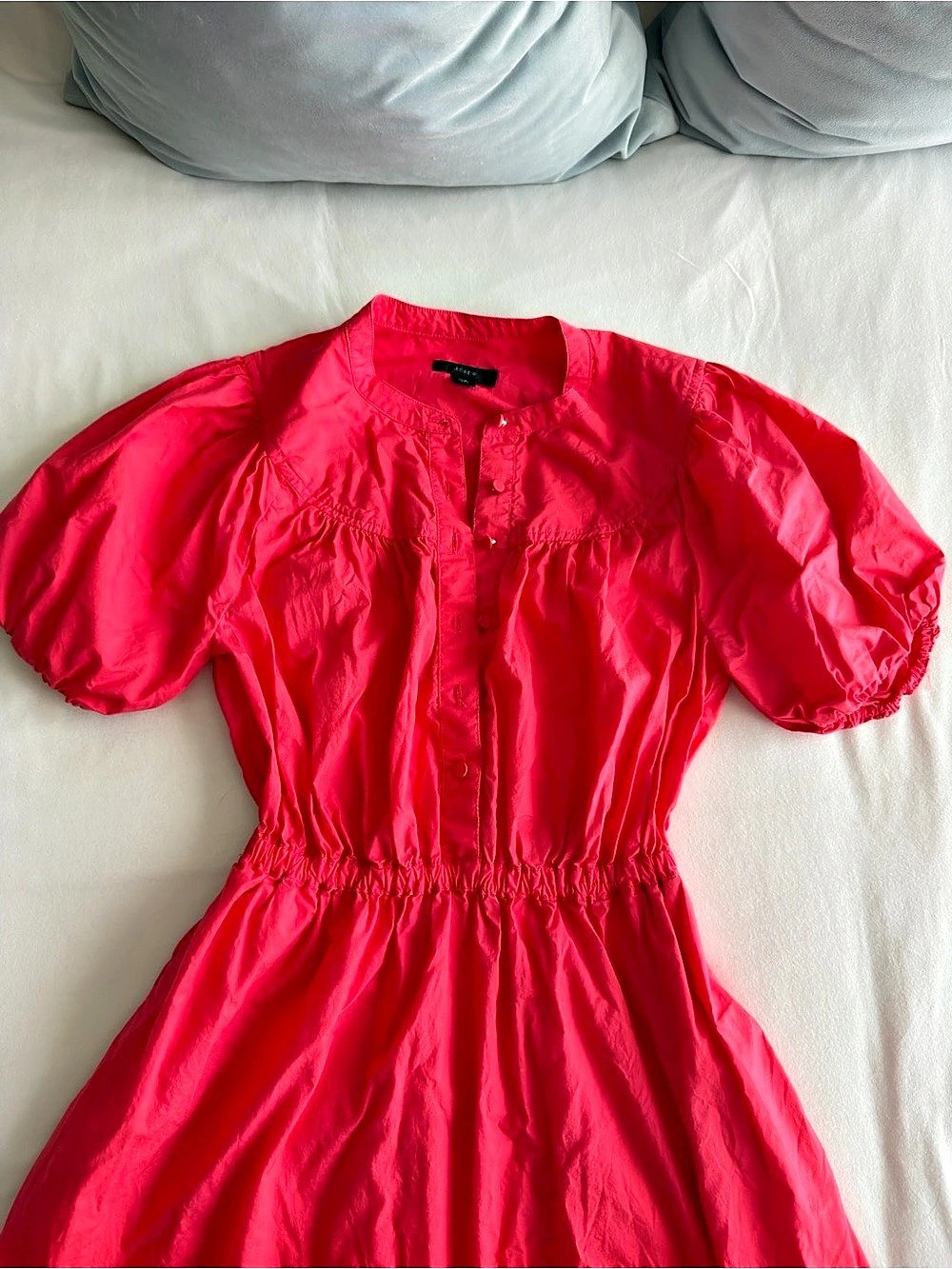 J.Crew Puff-sleeve cotton poplin shirt-dress Pink Mini Dress XS